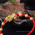 J2285 Gold Color Pixiu  Knots Adjustable Charm Bracelet Lucky Red Thread Bracelets